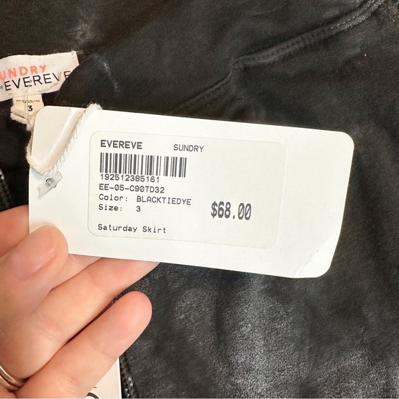 NEW Sundry for Evereve Tie Dye Saturday Skirt Black Soft Drawstring Stretch 3 - Picture 7 of 11